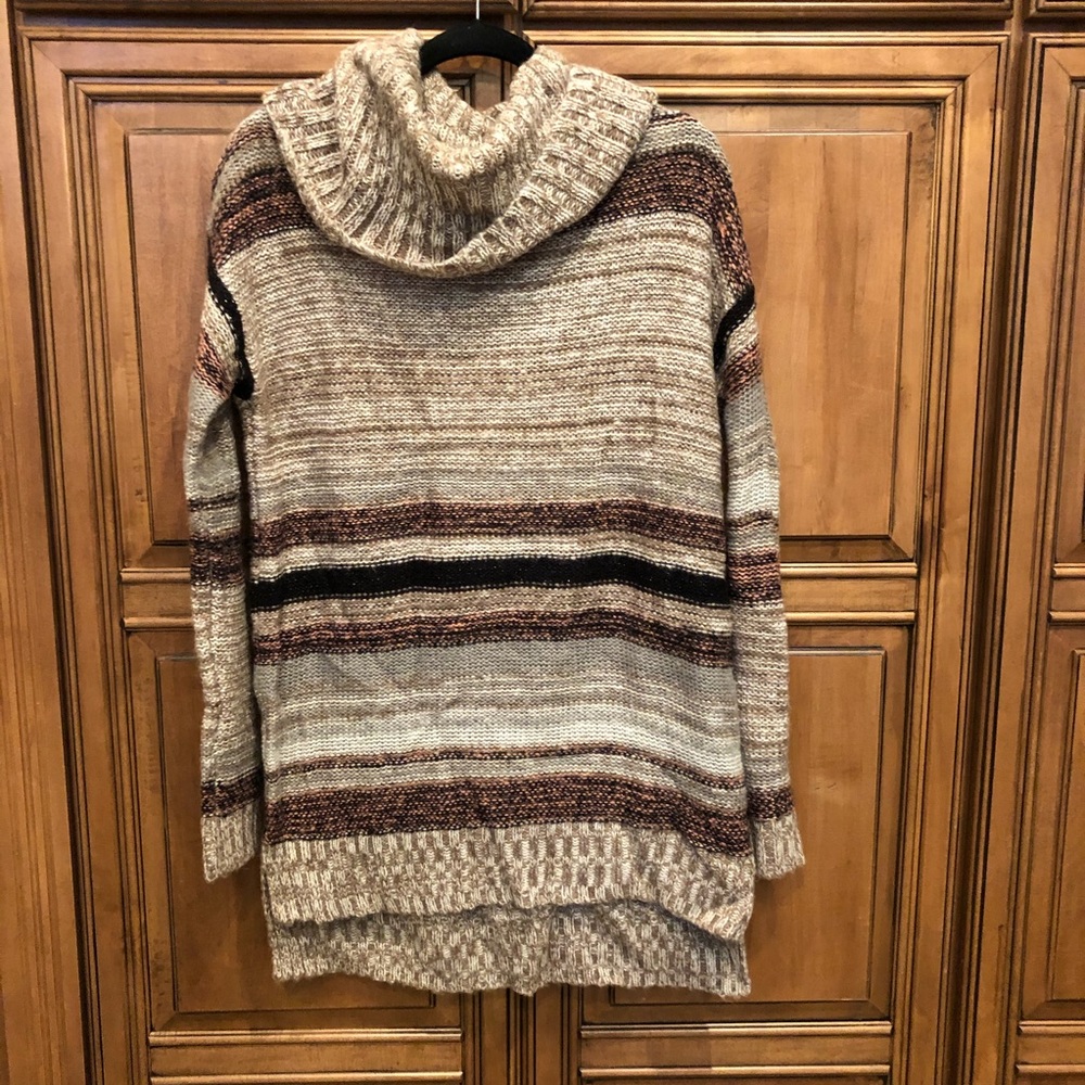 Knit turtle neck oversized sweater dress